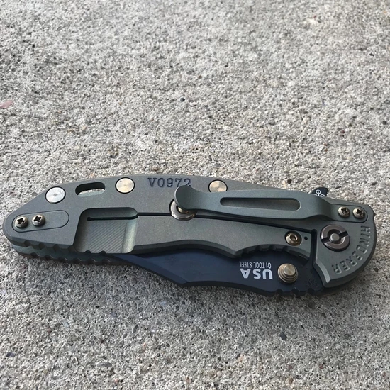 Rick Hinderer XM-18 3.5" Bowie Tri-Way Vintage Smooth Walnut Flipper Knife - Image 8