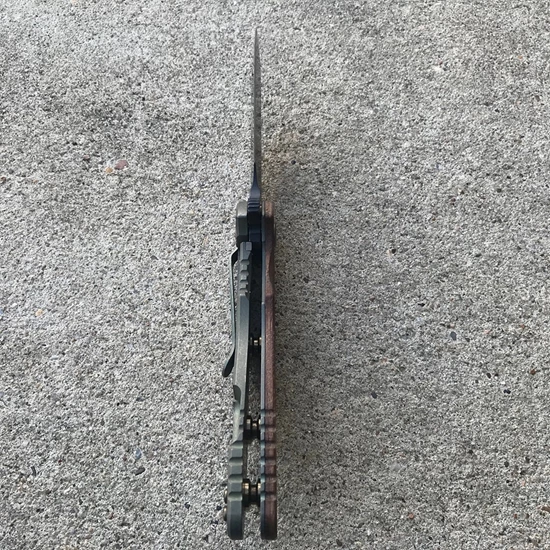 Rick Hinderer XM-18 3.5" Bowie Tri-Way Vintage Smooth Walnut Flipper Knife - Image 9