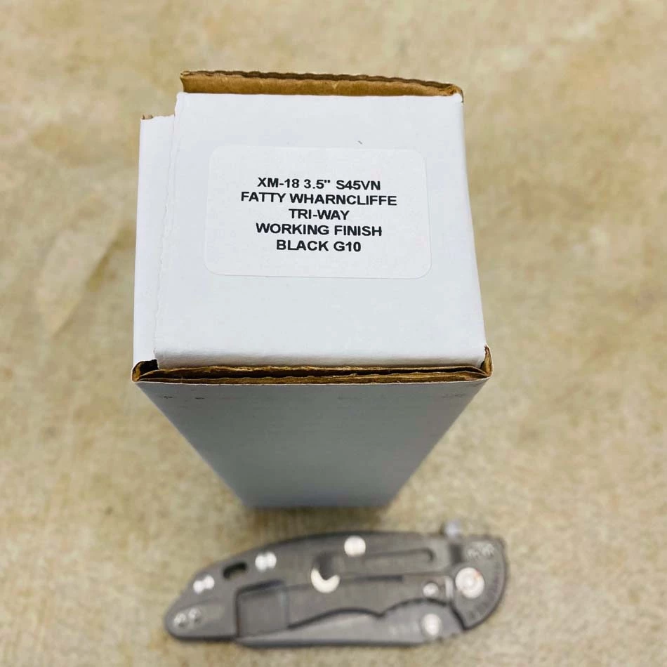 Rick Hinderer XM-18 3.5" S45VN Fatty Wharncliffe, Tri-Way, Working Finish Blade, Black G10 Folding Knife - Image 10