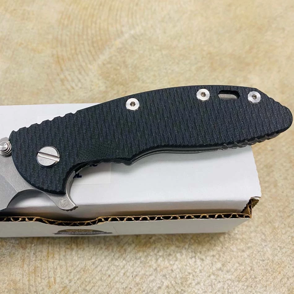 Rick Hinderer XM-18 3.5" S45VN Fatty Wharncliffe, Tri-Way, Working Finish Blade, Black G10 Folding Knife - Image 3