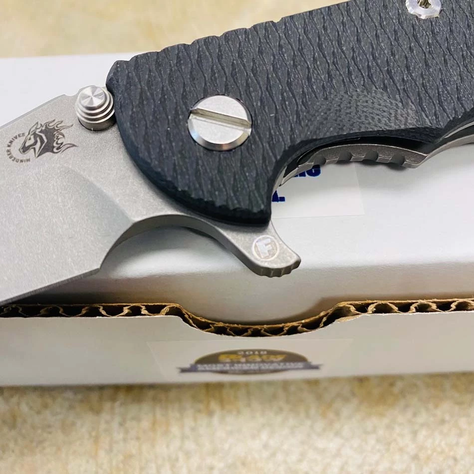 Rick Hinderer XM-18 3.5" S45VN Fatty Wharncliffe, Tri-Way, Working Finish Blade, Black G10 Folding Knife - Image 4