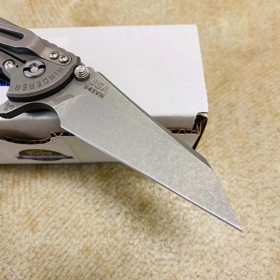 Rick Hinderer XM-18 3.5" S45VN Fatty Wharncliffe, Tri-Way, Working Finish Blade, Black G10 Folding Knife - Image 6