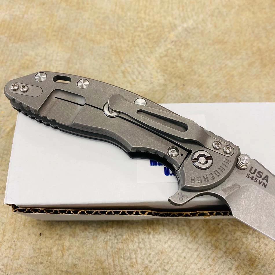 Rick Hinderer XM-18 3.5" S45VN Fatty Wharncliffe, Tri-Way, Working Finish Blade, Black G10 Folding Knife - Image 7