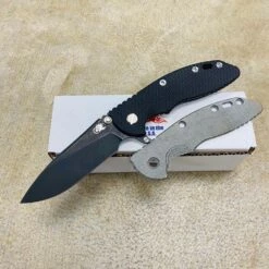 Rick Hinderer XM-18 3.5" SKINNY Magnacut Slicer Tri-Way Battle Black, Black G10 Knife BUNDLE With SKINNY Scale Micarta Black