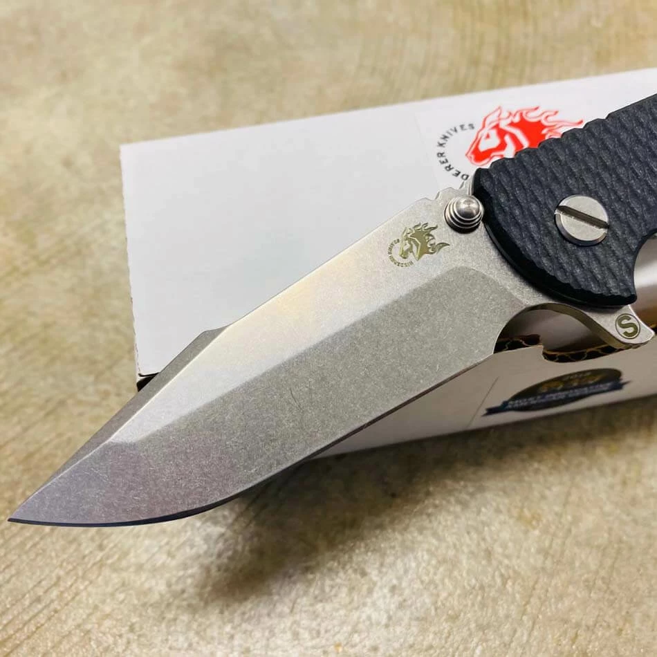 Hinderer XM-18 3.5" SKINNY Harpoon Spanto Tri-Way Gray Stonewash Black G10 Flipper Knife - Image 3