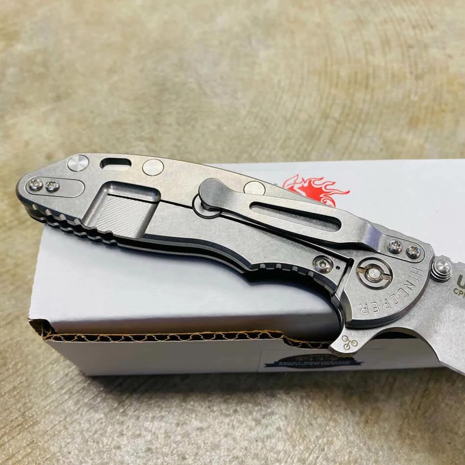 Hinderer XM-18 3.5" SKINNY Harpoon Spanto Tri-Way Gray Stonewash Black G10 Flipper Knife - Image 6