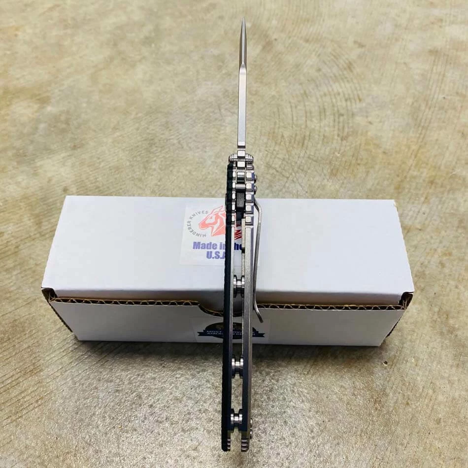 Hinderer XM-18 3.5" SKINNY Harpoon Spanto Tri-Way Gray Stonewash Black G10 Flipper Knife - Image 7