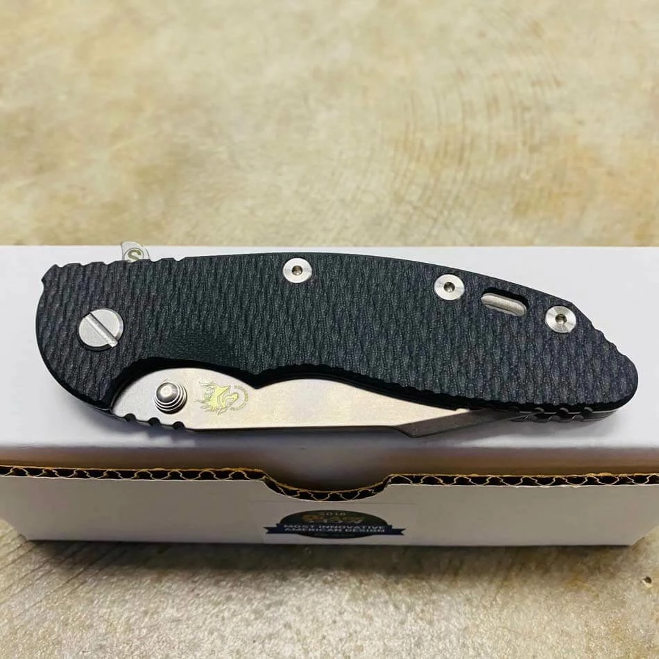 Hinderer XM-18 3.5" SKINNY Harpoon Spanto Tri-Way Gray Stonewash Black G10 Flipper Knife - Image 8