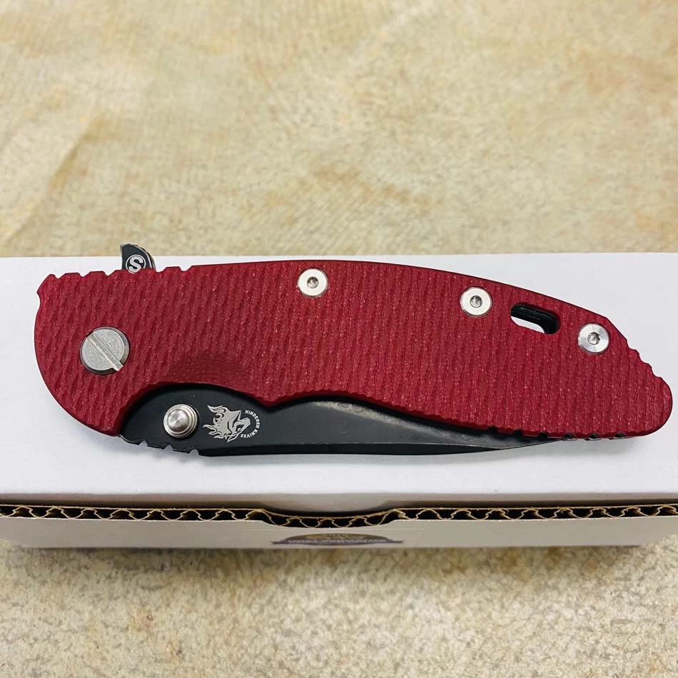 Rick Hinderer XM-18 3.5" SKINNY Magnacut Slicer Tri-Way Battle Black, Red G10 Knife BUNDLE With SKINNY Scale Micarta Burgundy - Image 7
