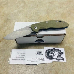 Rick Hinderer XM-18 3.5" Slicer Tri-Way Battle Blue Finish OD Green G10 Working Finish Blade Knife