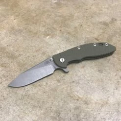 Rick Hinderer XM-18 3.5" Slicer Tri-Way Working Finish OD Green G10 Flipper Knife