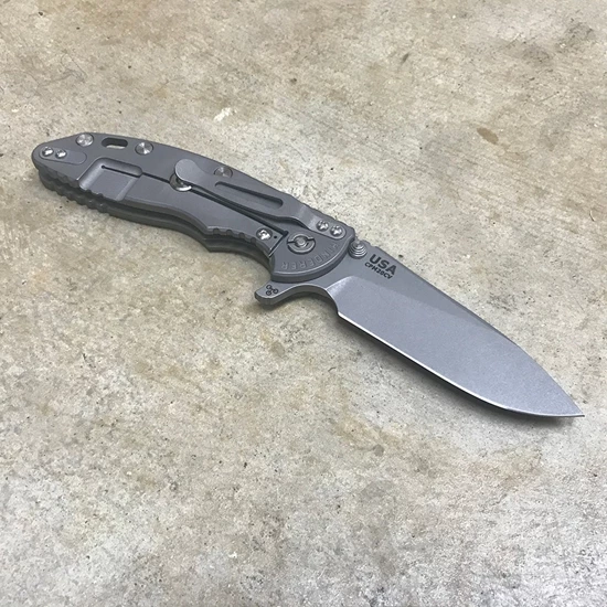 Rick Hinderer XM-18 3.5" Slicer Tri-Way Working Finish OD Green G10 Flipper Knife - Image 2