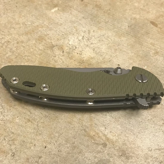 Rick Hinderer XM-18 3.5" Slicer Tri-Way Working Finish OD Green G10 Flipper Knife - Image 3