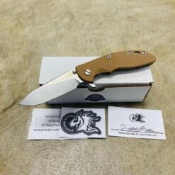 Rick Hinderer XM-18 3.5" Slicer Tri-Way Stonewash Finish Coyote G10 Stonewash Blade Knife