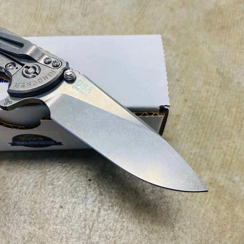 Rick Hinderer XM-18 3.5" Slicer Tri-Way Stonewash Finish Coyote G10 Stonewash Blade Knife - Image 5