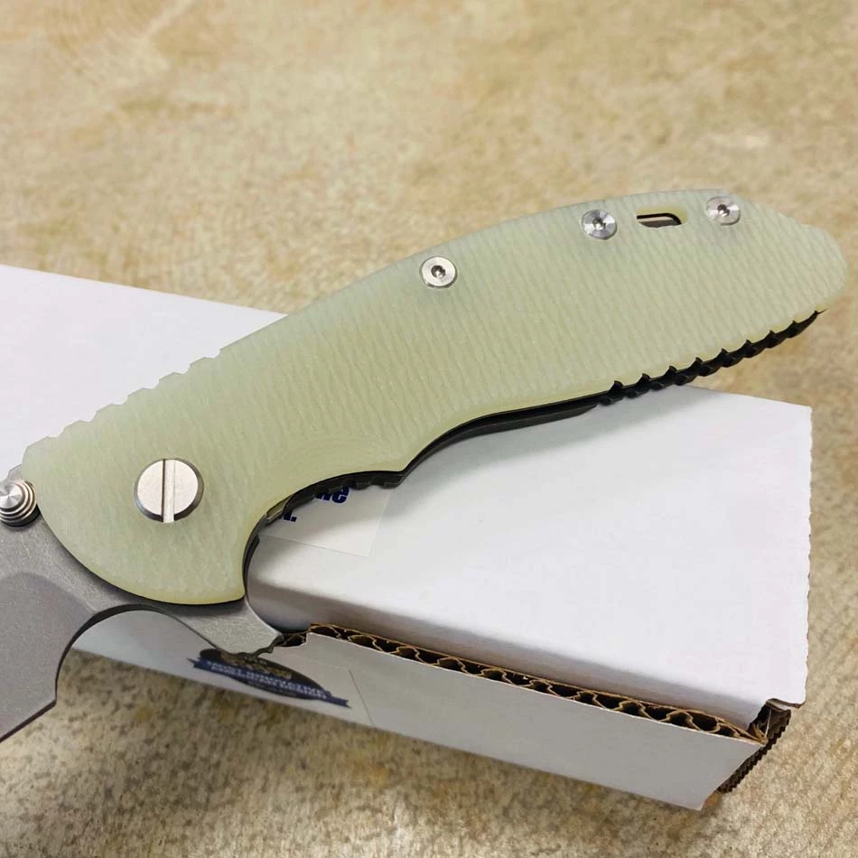 Rick Hinderer XM-24 4.0" Spanto Tri-Way, Battle Bronze, Translucent Green G10 Folding Knife - Image 3