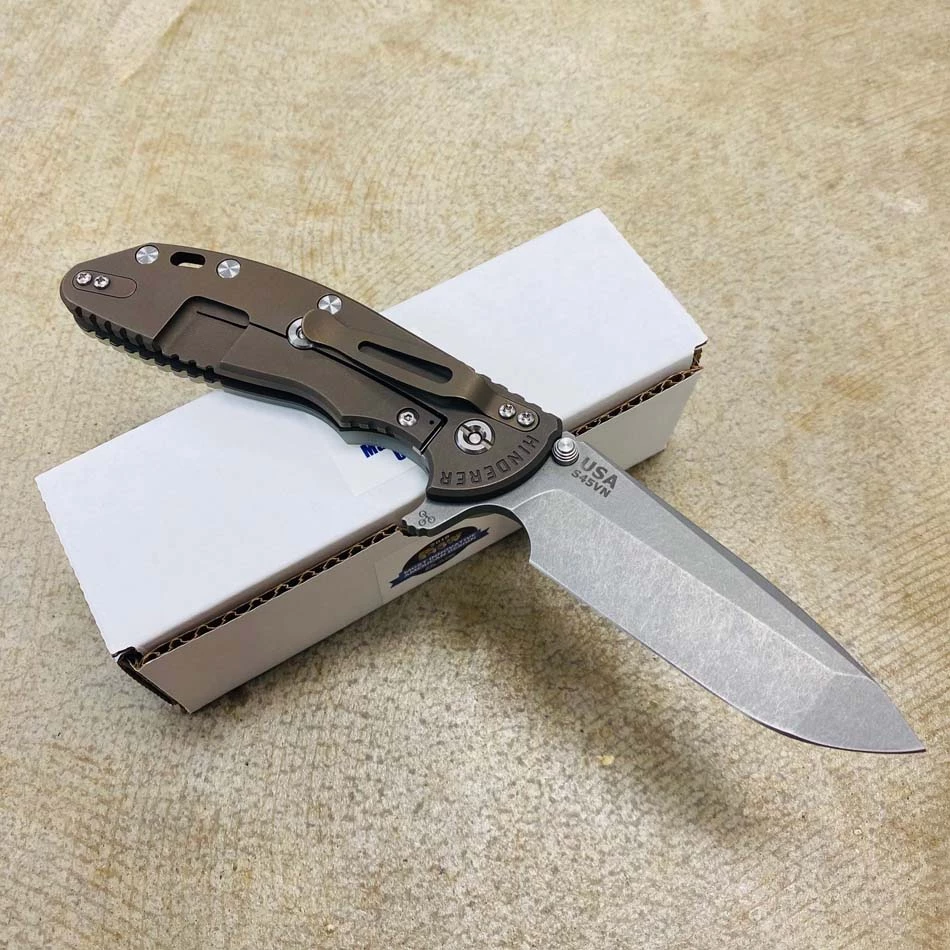 Rick Hinderer XM-24 4.0" Spanto Tri-Way, Battle Bronze, Translucent Green G10 Folding Knife - Image 4