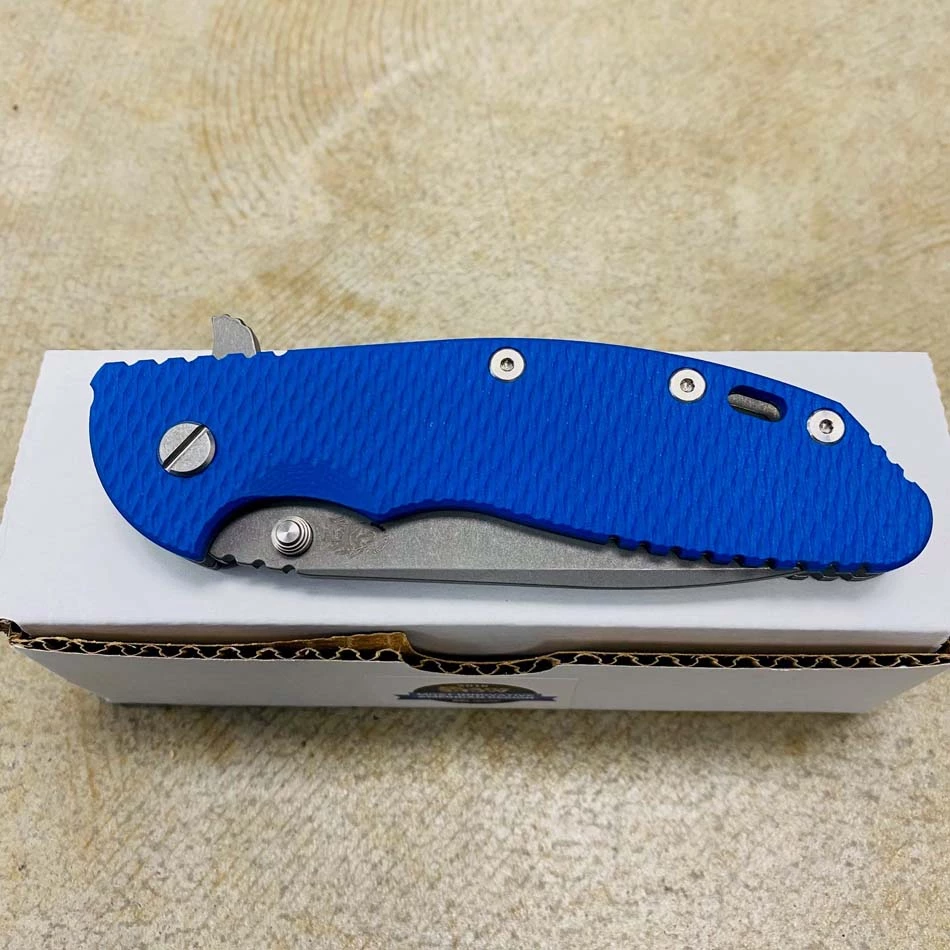 Rick Hinderer XM-24 4.0" Spanto Tri-Way, Working Finish, Blue G10 Folding Knife - Image 7