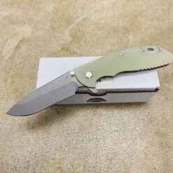 Rick Hinderer XM-24 4.0" Spanto Tri-Way, Working Finish, Translucent Green G10 Folding Knife