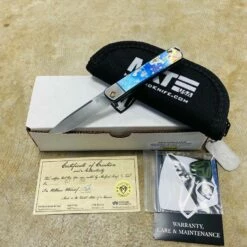 Medford Gentleman Jack GJ-1 Ti 3.1" Slip Joint Blue With Brushed Silver Bolsters Galaxy Solar Flare Knife 107-044