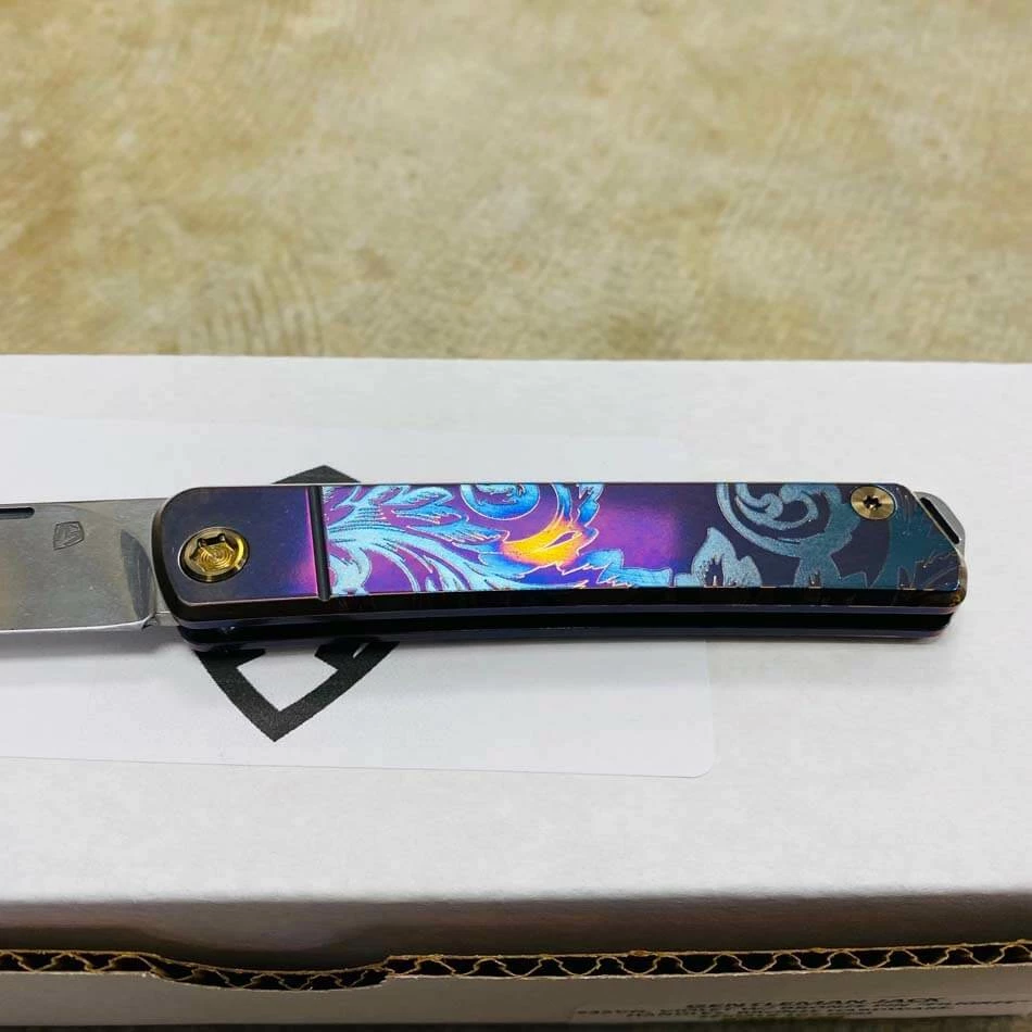 Medford Gentleman Jack GJ-1 Ti 3.1" Slip Joint Violet Bank Scroll Filigree Handle Knife 107-009 - Image 3