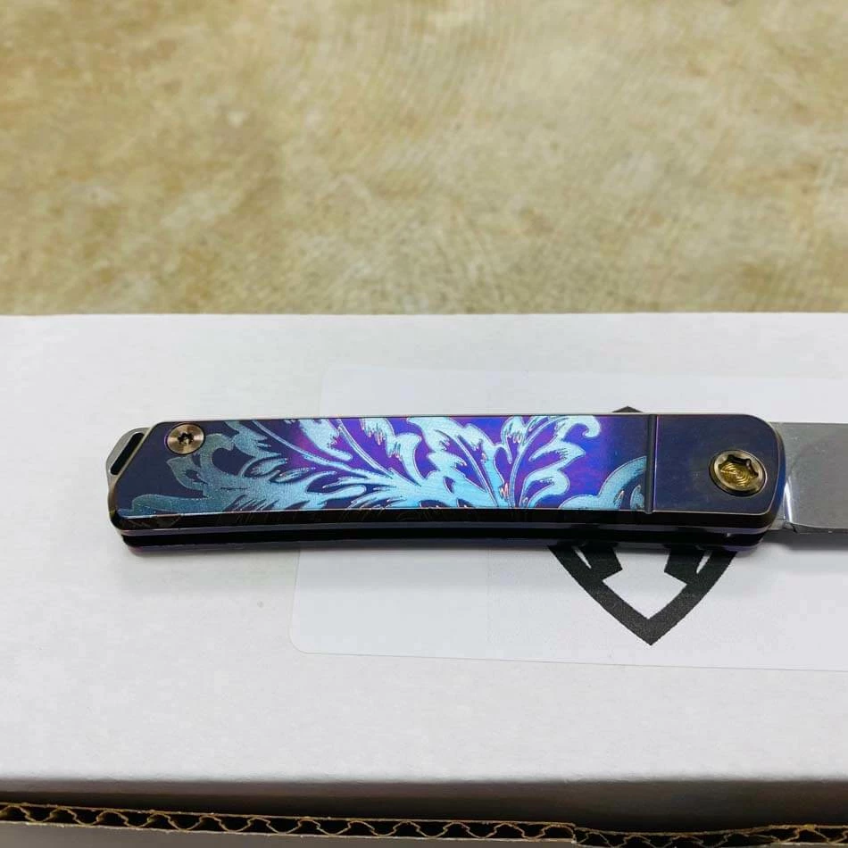 Medford Gentleman Jack GJ-1 Ti 3.1" Slip Joint Violet Bank Scroll Filigree Handle Knife 107-009 - Image 5