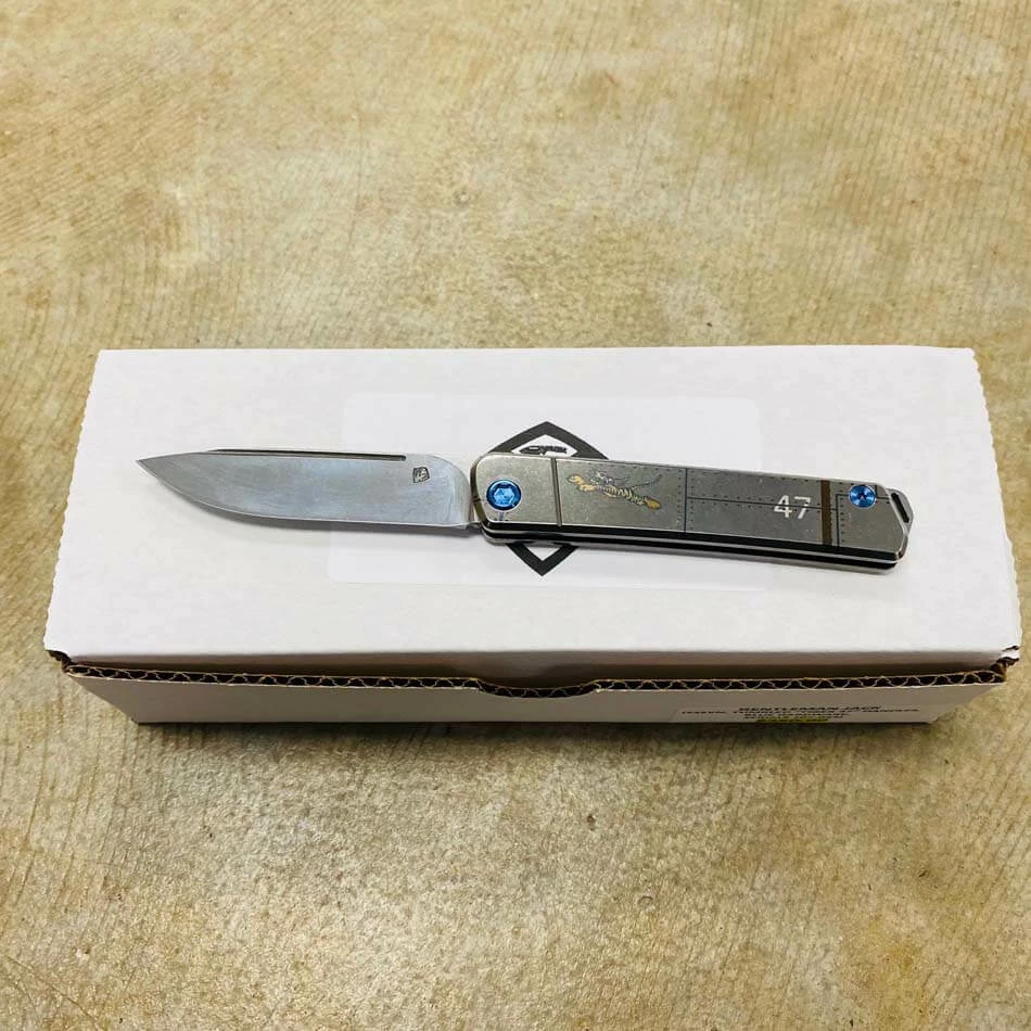 Medford Gentleman Jack GJ-1 Ti 3.1" Slip Joint Tiger 47 Handles Knife 107-053 - Image 2