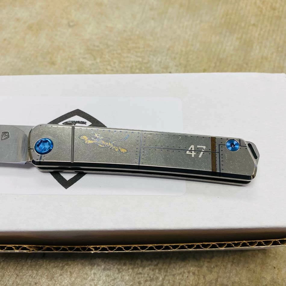 Medford Gentleman Jack GJ-1 Ti 3.1" Slip Joint Tiger 47 Handles Knife 107-053 - Image 3
