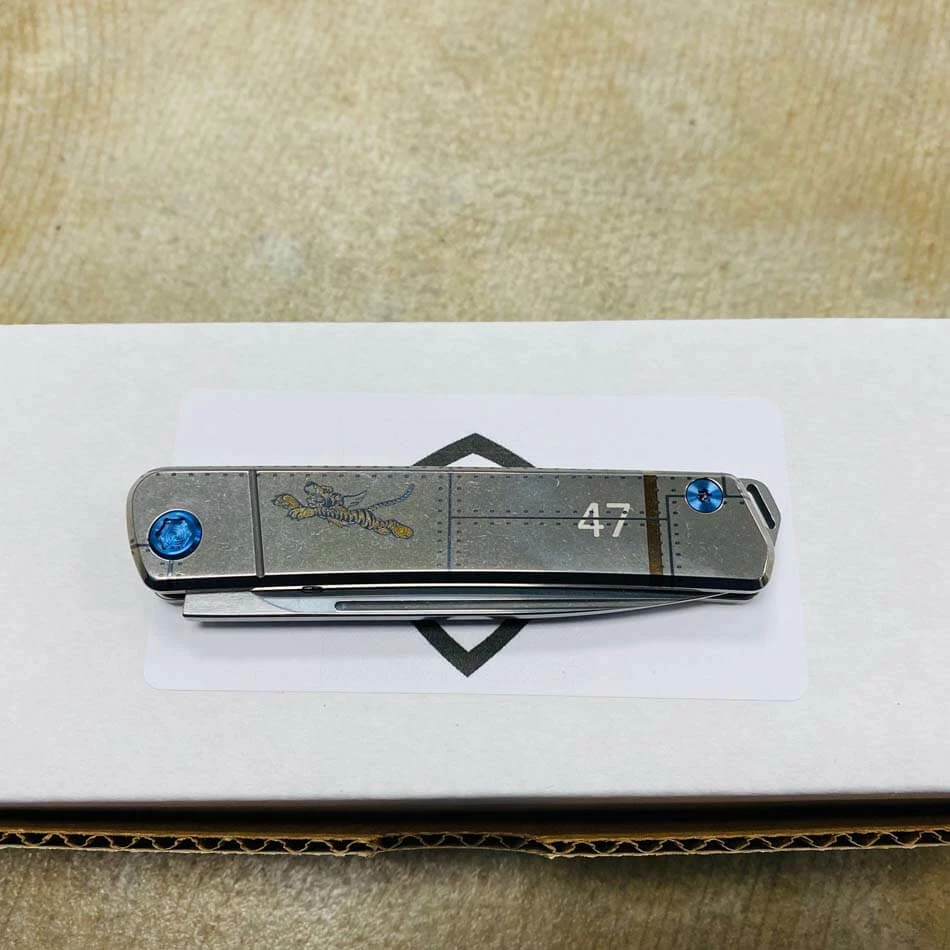 Medford Gentleman Jack GJ-1 Ti 3.1" Slip Joint Tiger 47 Handles Knife 107-053 - Image 6