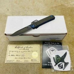 Medford Gentleman Jack GJ-1 Ti 3.1" Slip Joint PVD With Blue Pinstripping TRON Knife 107-001