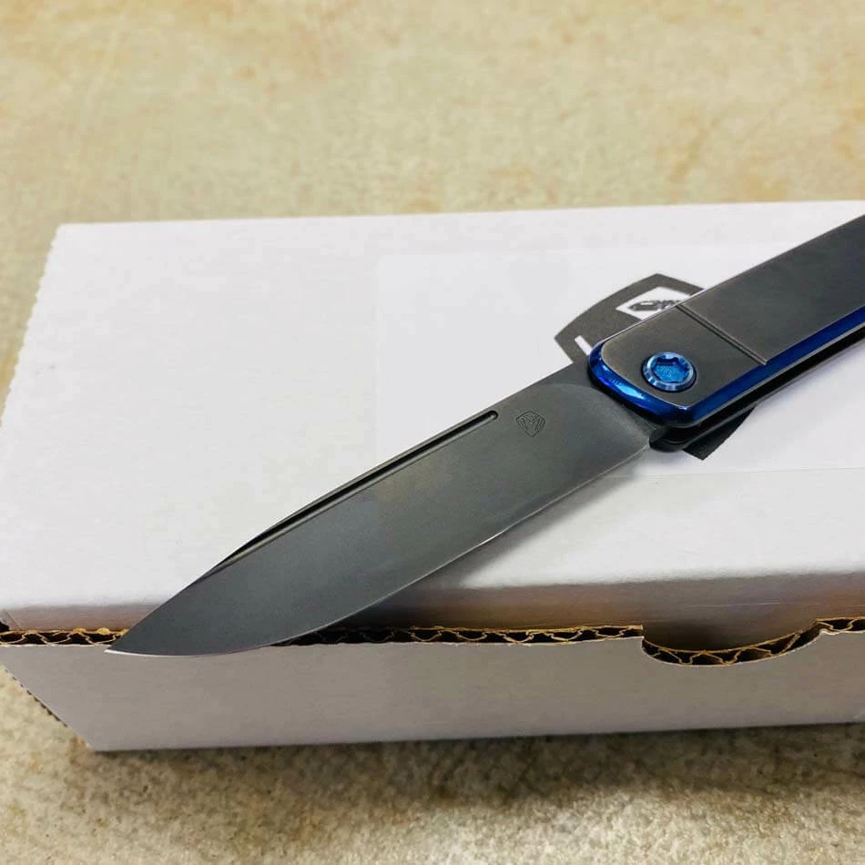 Medford Gentleman Jack GJ-1 Ti 3.1" Slip Joint PVD Blue Pinstripping TRON Knife 107-033 - Image 3