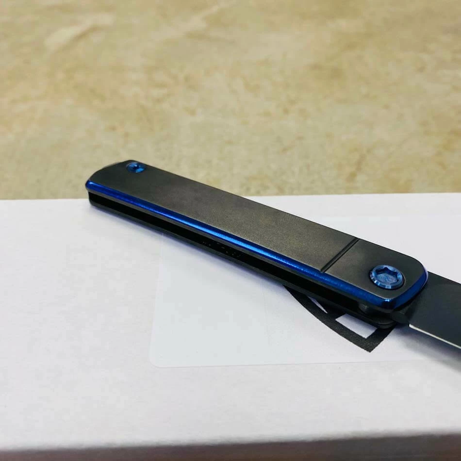 Medford Gentleman Jack GJ-1 Ti 3.1" Slip Joint PVD Blue Pinstripping TRON Knife 107-033 - Image 6