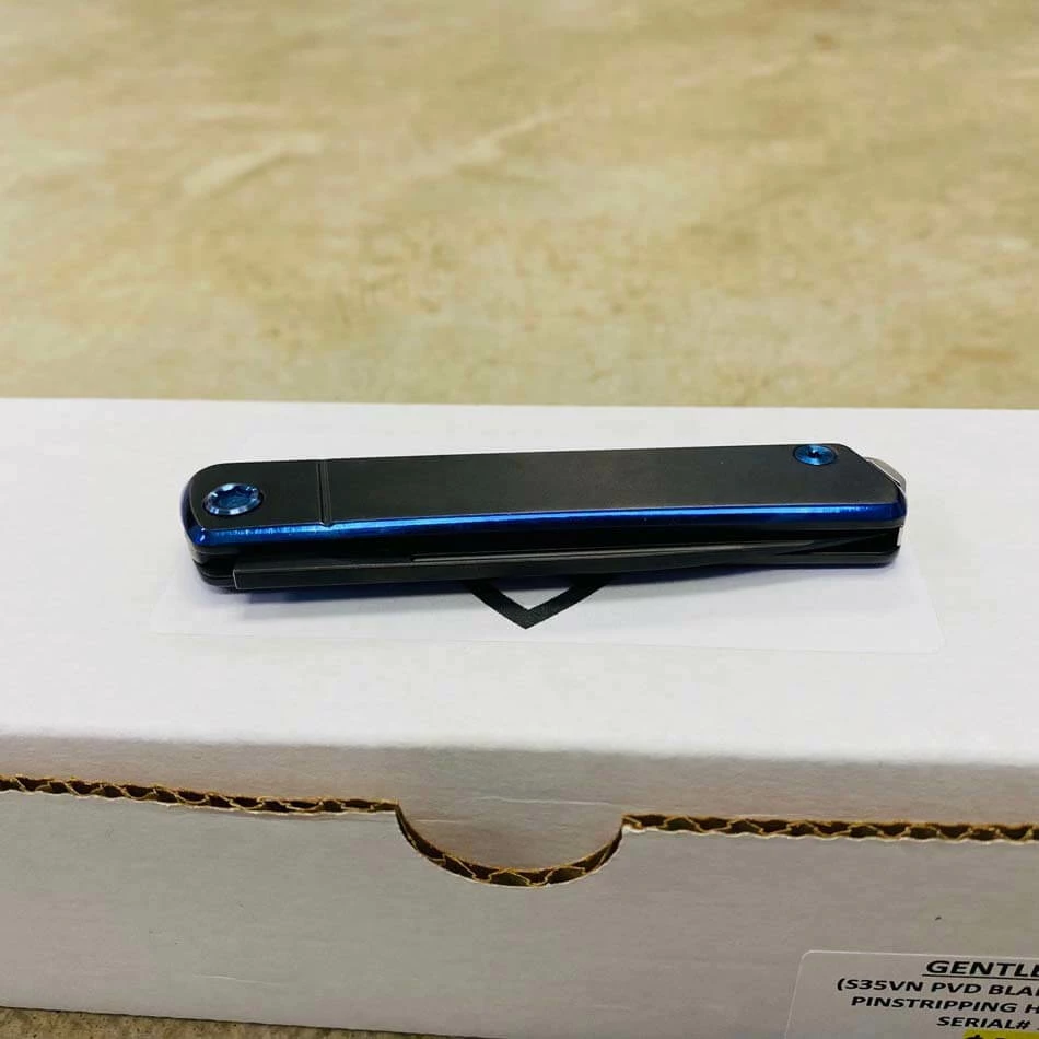 Medford Gentleman Jack GJ-1 Ti 3.1" Slip Joint PVD Blue Pinstripping TRON Knife 107-033 - Image 7