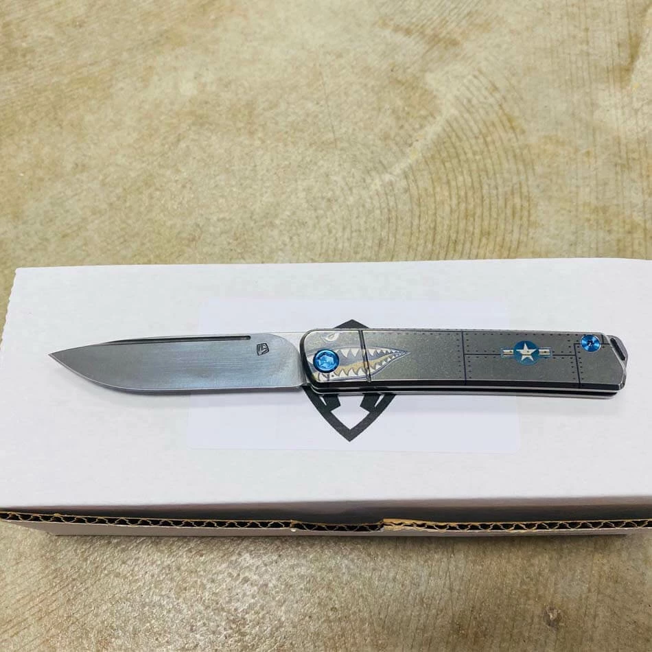 Medford Gentleman Jack GJ-1 Ti 3.1" Slip Joint Warthog P40 Handles Knife Serial 107-008 - Image 2