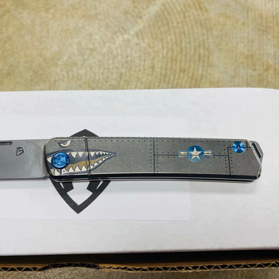 Medford Gentleman Jack GJ-1 Ti 3.1" Slip Joint Warthog P40 Handles Knife Serial 107-008 - Image 3