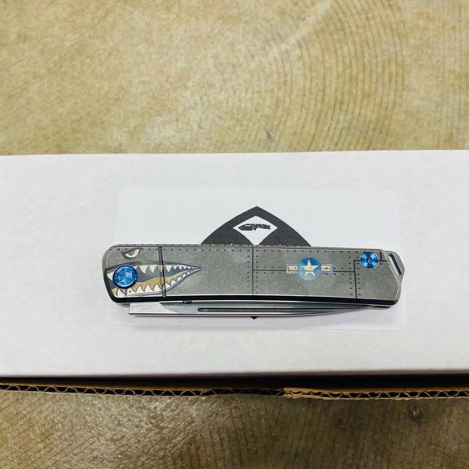 Medford Gentleman Jack GJ-1 Ti 3.1" Slip Joint Warthog P40 Handles Knife Serial 107-008 - Image 6