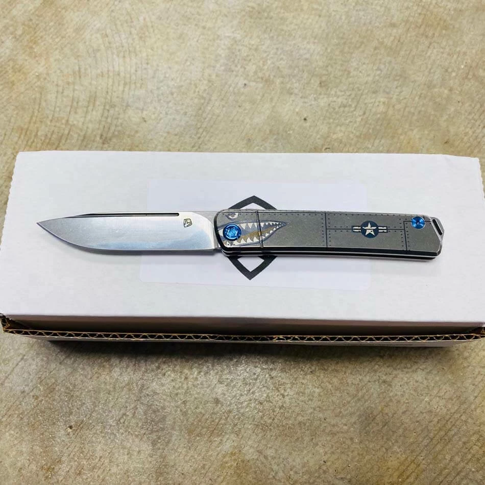 Medford Gentleman Jack GJ-1 Ti 3.1" Slip Joint Warthog P40 Handles Knife Serial 107-045 - Image 2