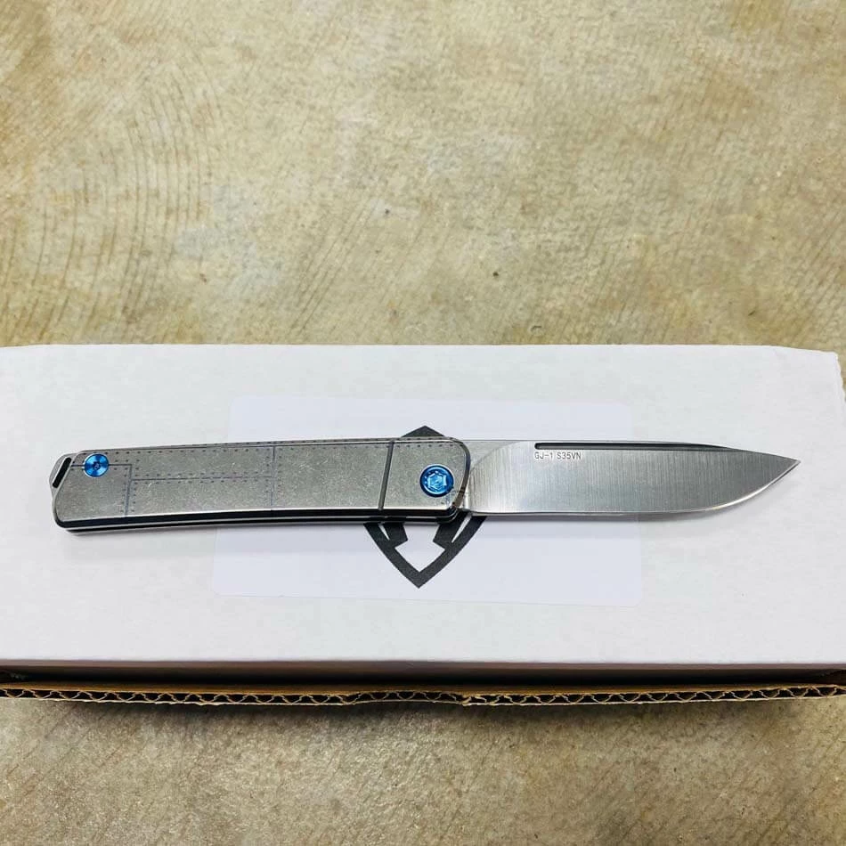 Medford Gentleman Jack GJ-1 Ti 3.1" Slip Joint Warthog P40 Handles Knife Serial 107-045 - Image 5