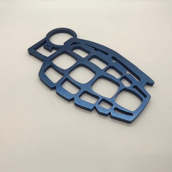 Medford Grenuckle All Titanium Knuckles "Paperweight" Bead Blasted And Faced Blue - Image 2