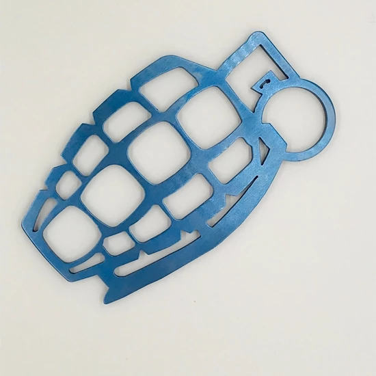 Medford Grenuckle All Titanium Knuckles "Paperweight" Bead Blasted And Faced Blue - Image 3