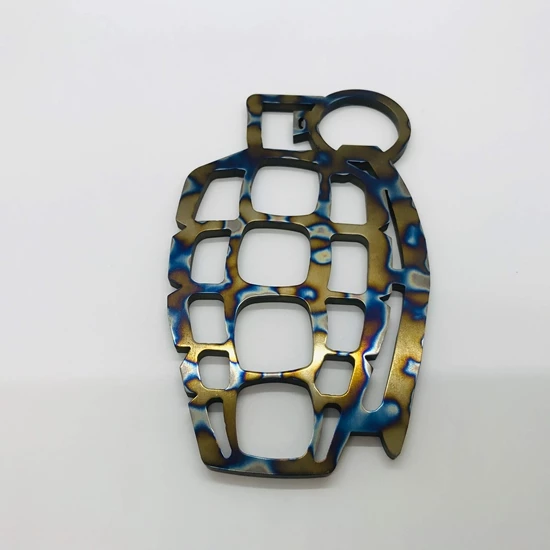 Medford Grenuckle All Titanium Knuckles "Paperweight" Polished/Flaming - Image 2