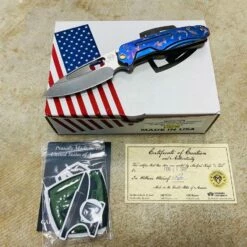 Medford Infraction S35VN 3.25" Tumbled Blade Blue With Bronze Birds Of Paradise Folding Knife Serial 110-194