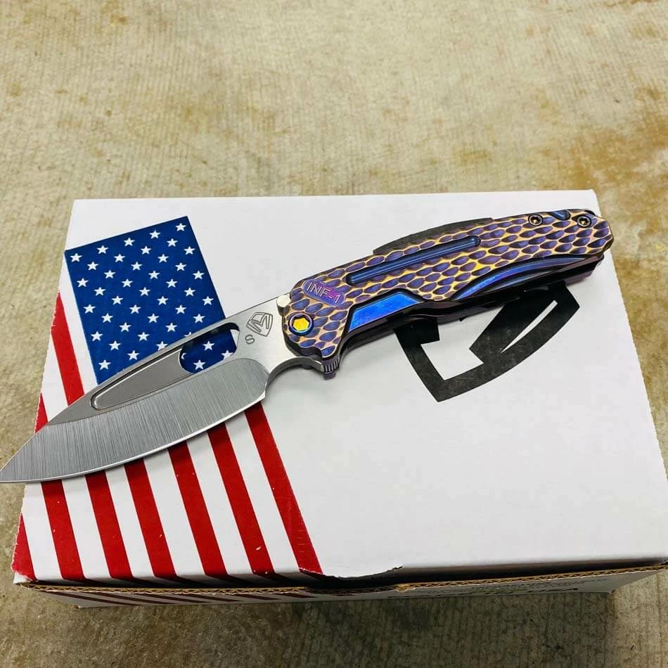 Medford Infraction S35VN 3.25" Tumbled Blade Bronze Violet Dragon Scales Folding Knife Serial 110-133 - Image 2