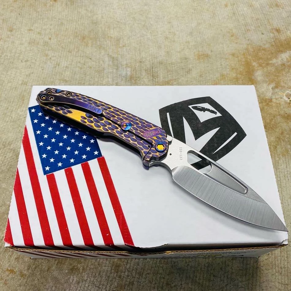 Medford Infraction S35VN 3.25" Tumbled Blade Bronze Violet Dragon Scales Folding Knife Serial 110-133 - Image 5