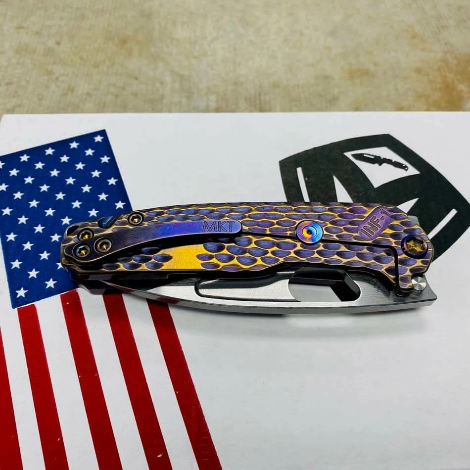 Medford Infraction S35VN 3.25" Tumbled Blade Bronze Violet Dragon Scales Folding Knife Serial 110-133 - Image 9