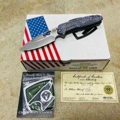 Medford Infraction S35VN 3.25" Tumbled Blade Cement With Brushed Blue Large Peaks And Valleys Folding Knife Serial 110-202