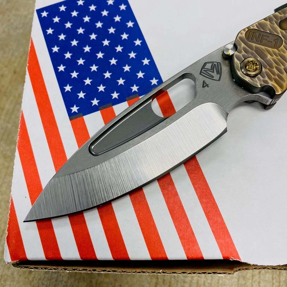 Medford Infraction S45VN 3.25" Tumbled Blade Bead Blasted Bronze Cobblestone Handles, Bronze Hardware Knife Serial 305-094 - Image 3