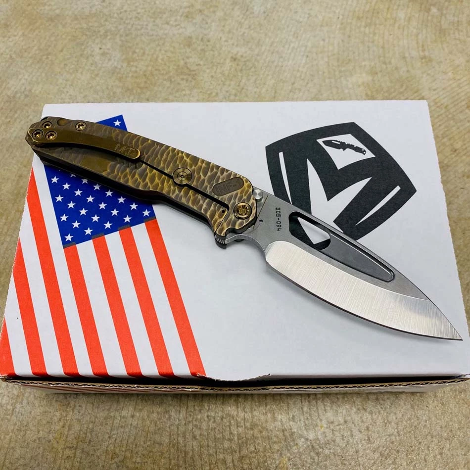 Medford Infraction S45VN 3.25" Tumbled Blade Bead Blasted Bronze Cobblestone Handles, Bronze Hardware Knife Serial 305-094 - Image 5