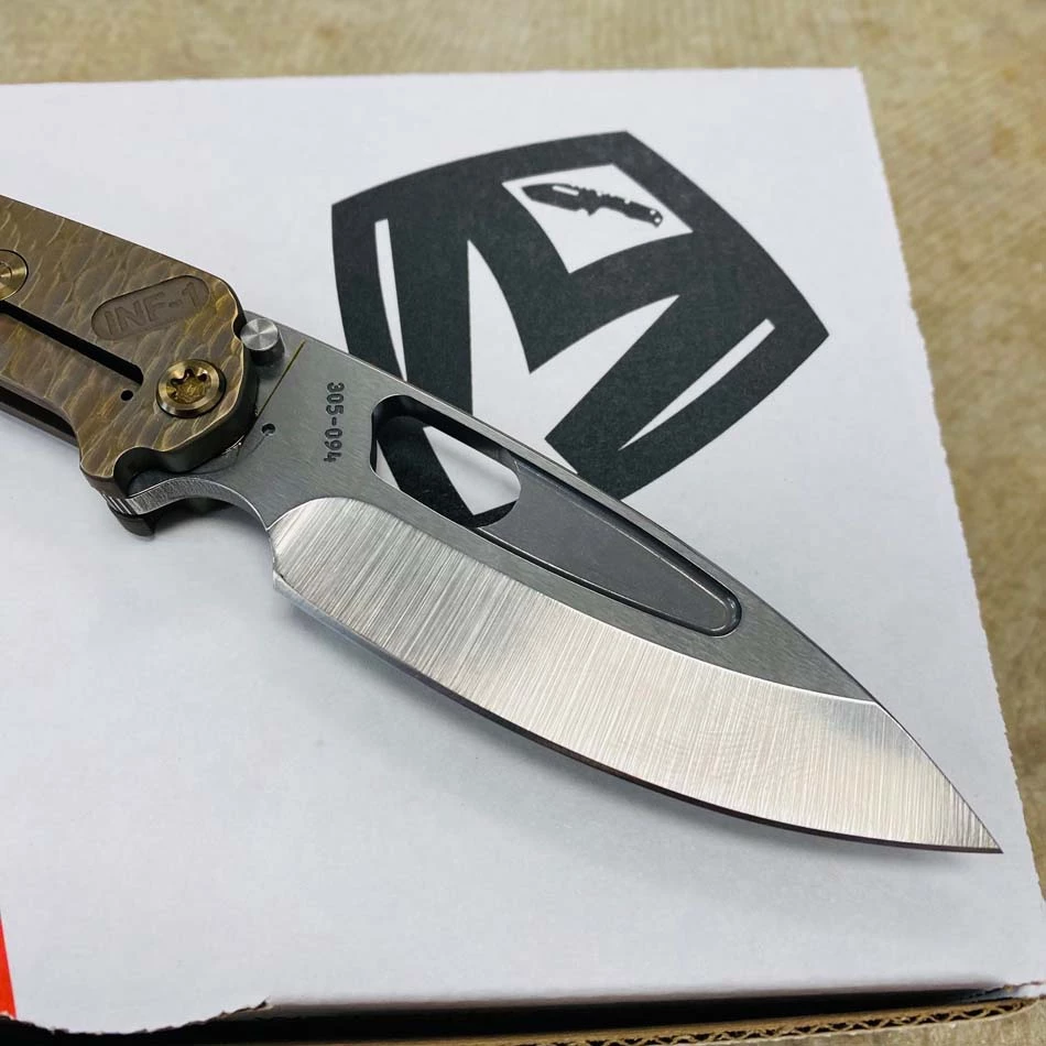 Medford Infraction S45VN 3.25" Tumbled Blade Bead Blasted Bronze Cobblestone Handles, Bronze Hardware Knife Serial 305-094 - Image 6