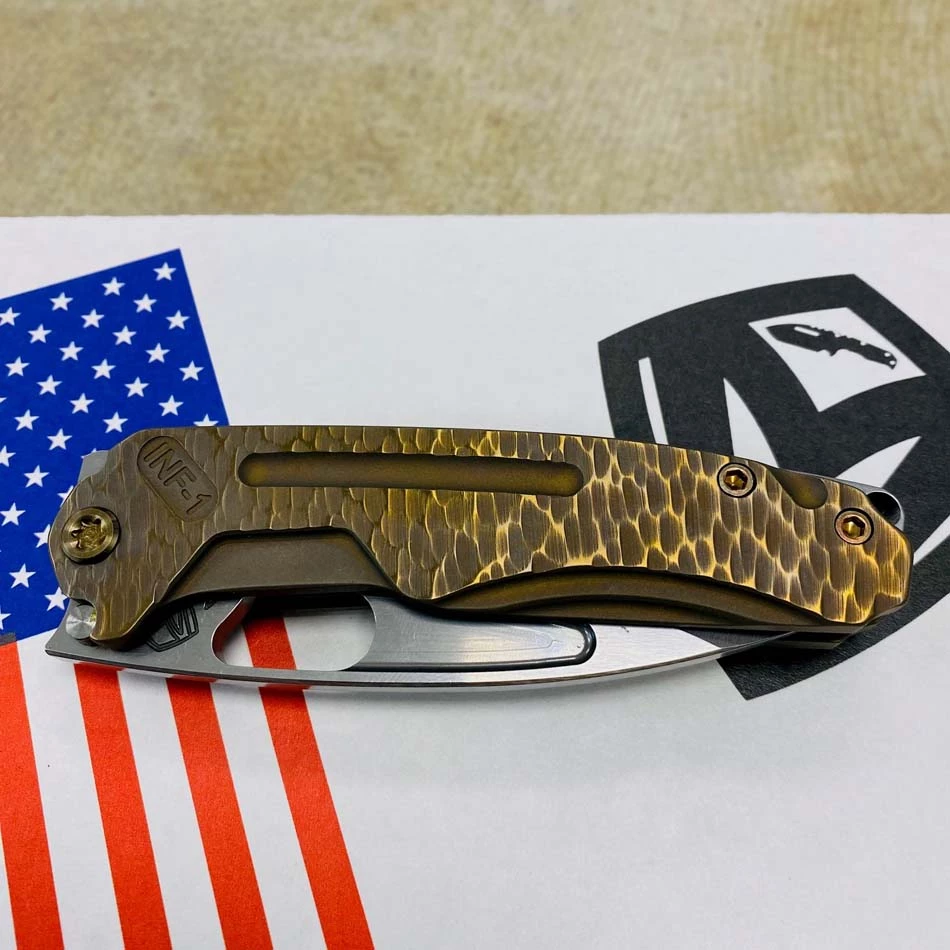 Medford Infraction S45VN 3.25" Tumbled Blade Bead Blasted Bronze Cobblestone Handles, Bronze Hardware Knife Serial 305-094 - Image 8